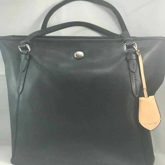 Coach Black Peyton Leather zip Top Tote - Picture 2 of 9